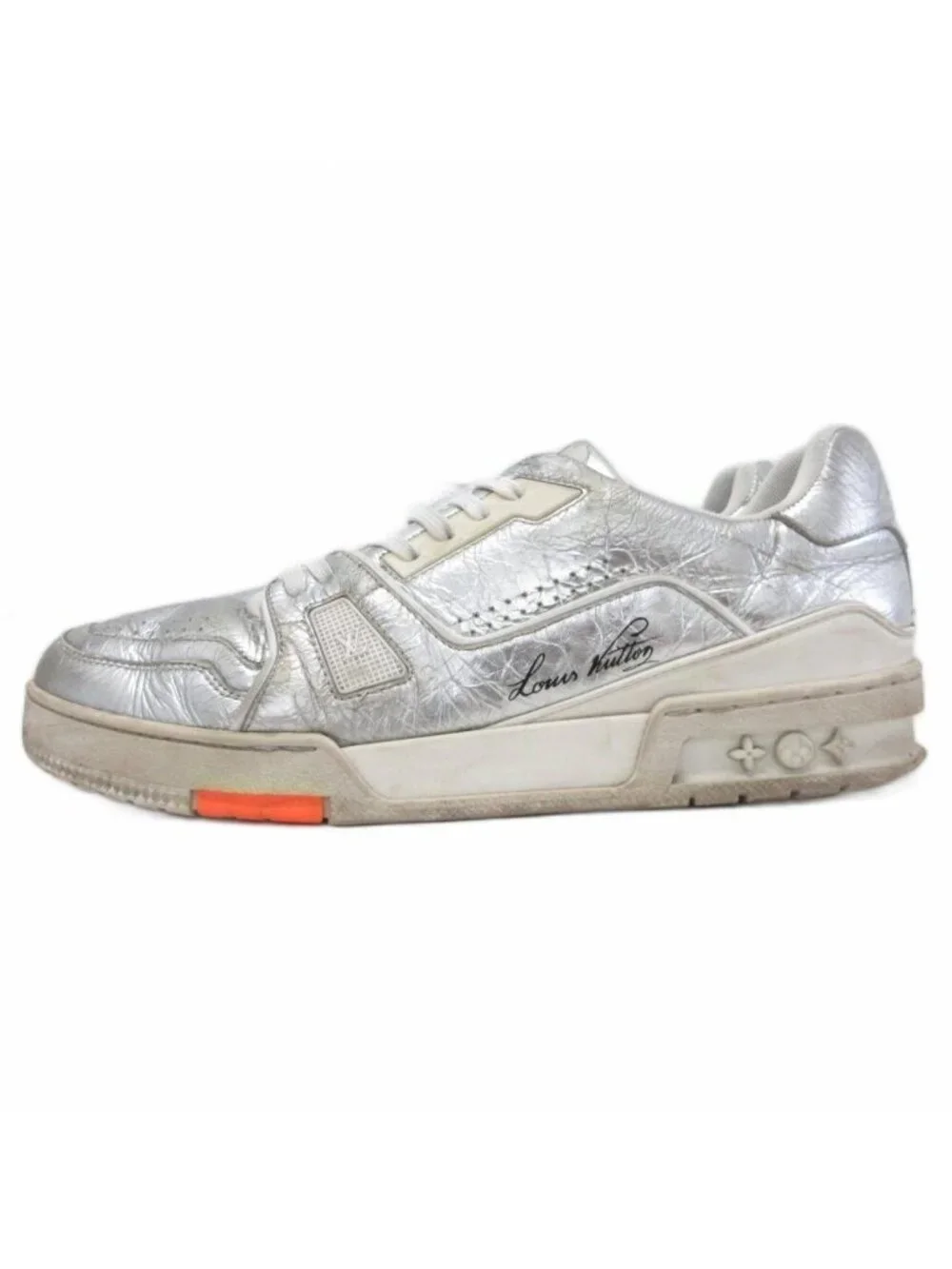 Louis Vuitton LV Trainer Line LV Logo Sneakers Low Cut Shoes Leather Metallic 8